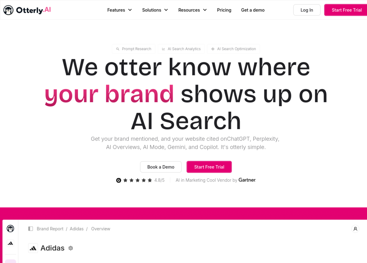 Otterly.AI homepage: AI search visibility tool for SMBs and agencies