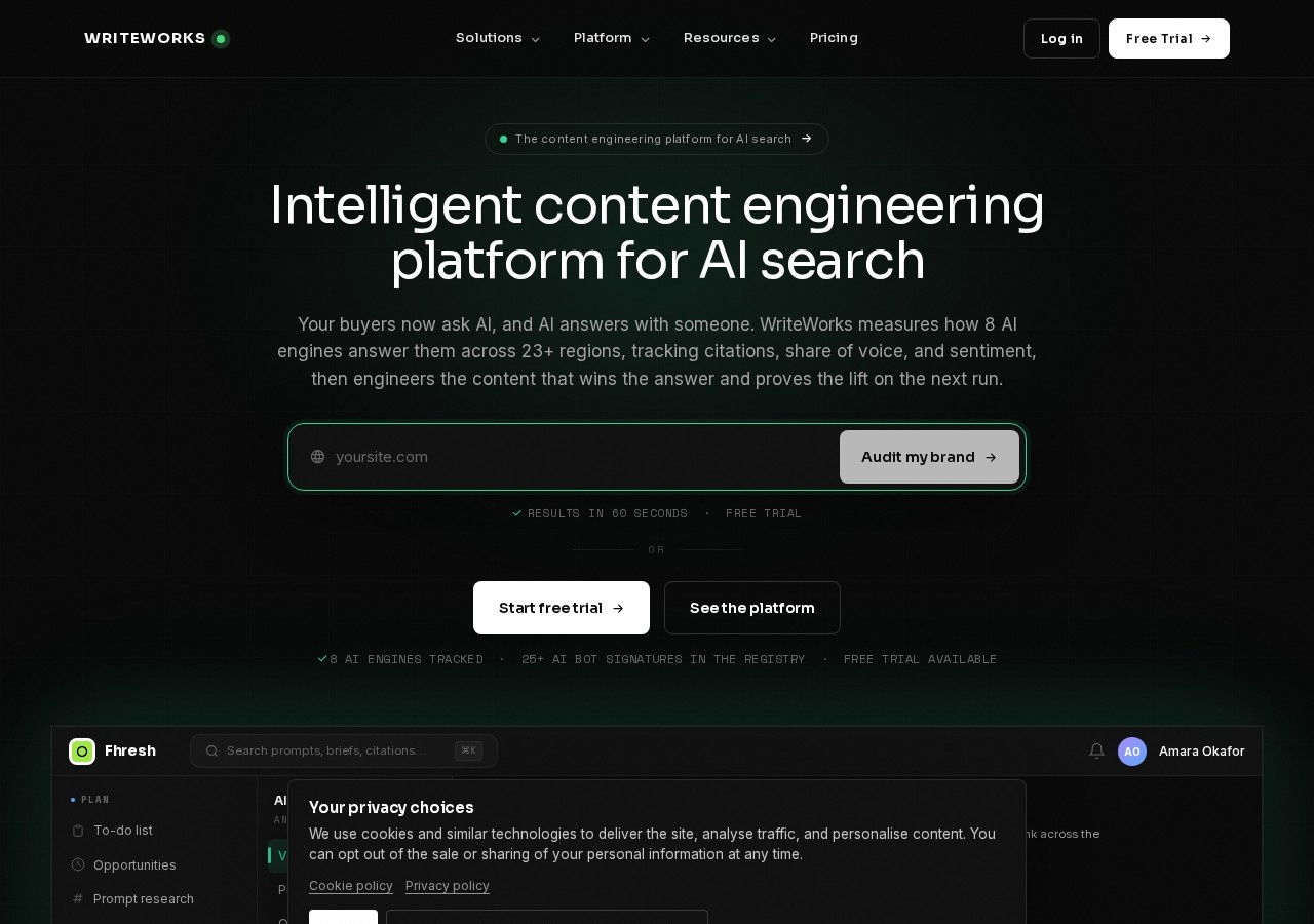WriteWorks — the content engineering platform for AI search